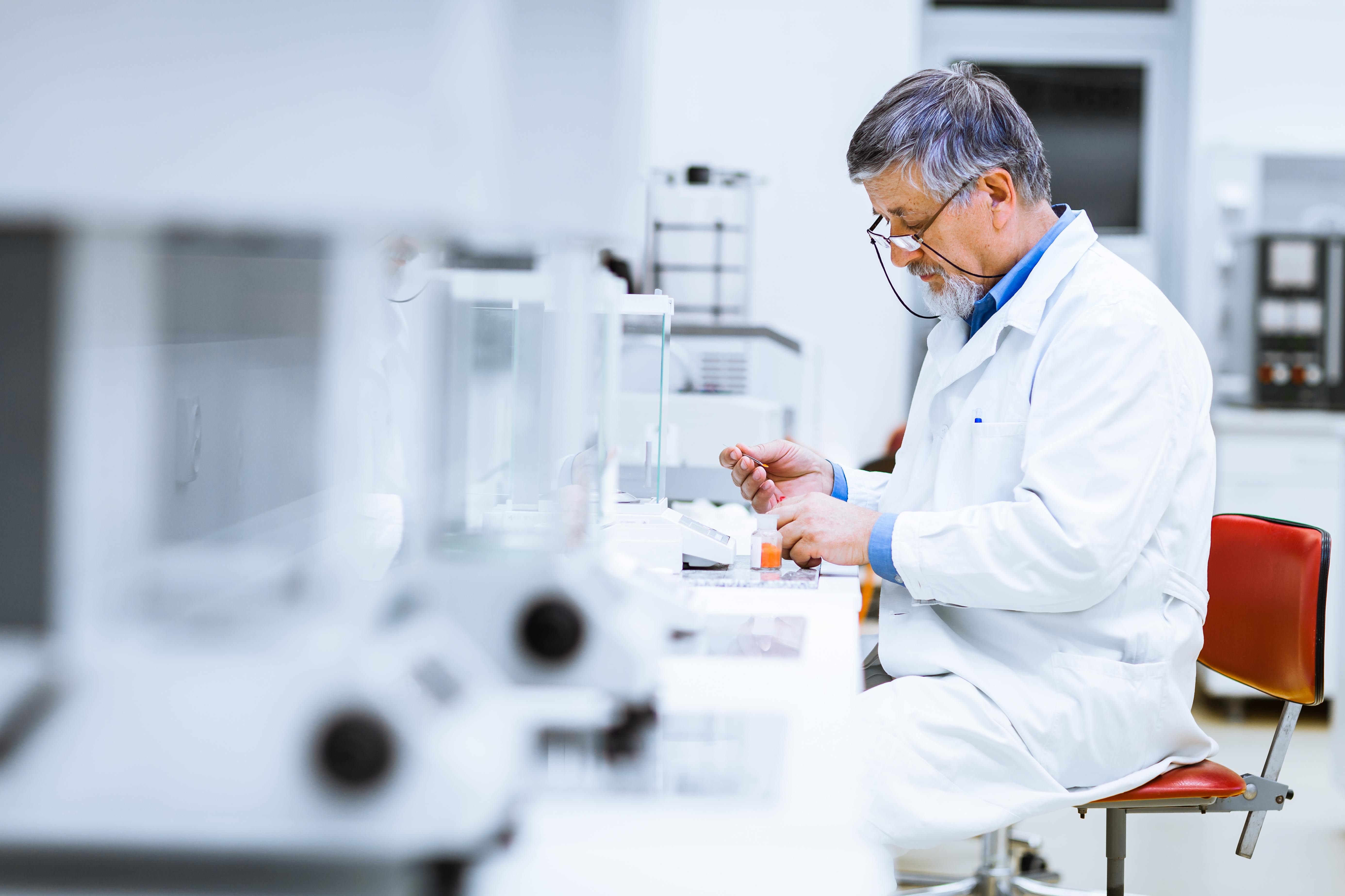 Doctor taking samples in a lab